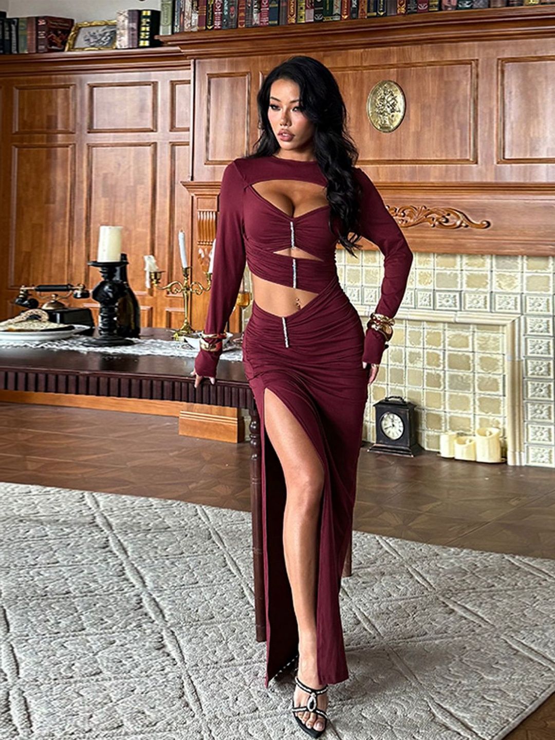 Bodycon Maxi Dress Style 49 - Nowi Korean Fashion