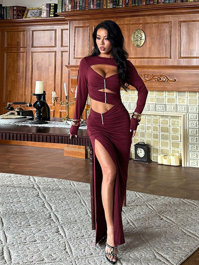 Bodycon Maxi Dress Style 49 - Nowi Korean Fashion