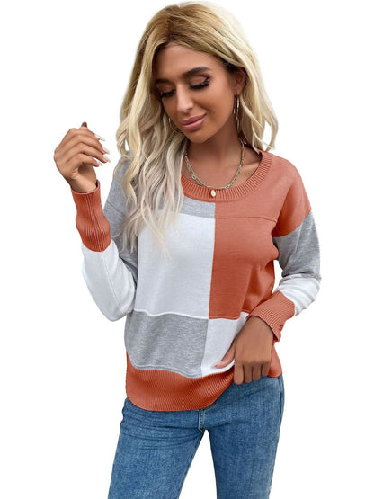 Women's White Colourblocked Pullover Blend Printed