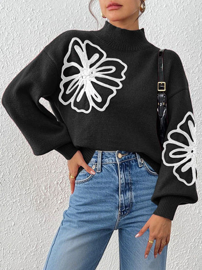 Women Floral Pullover with Embroidered Detail