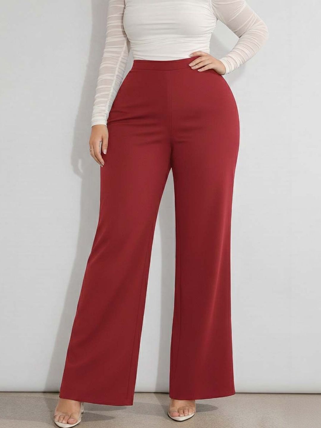 Women Straight Fit Wrinkle Free Trousers