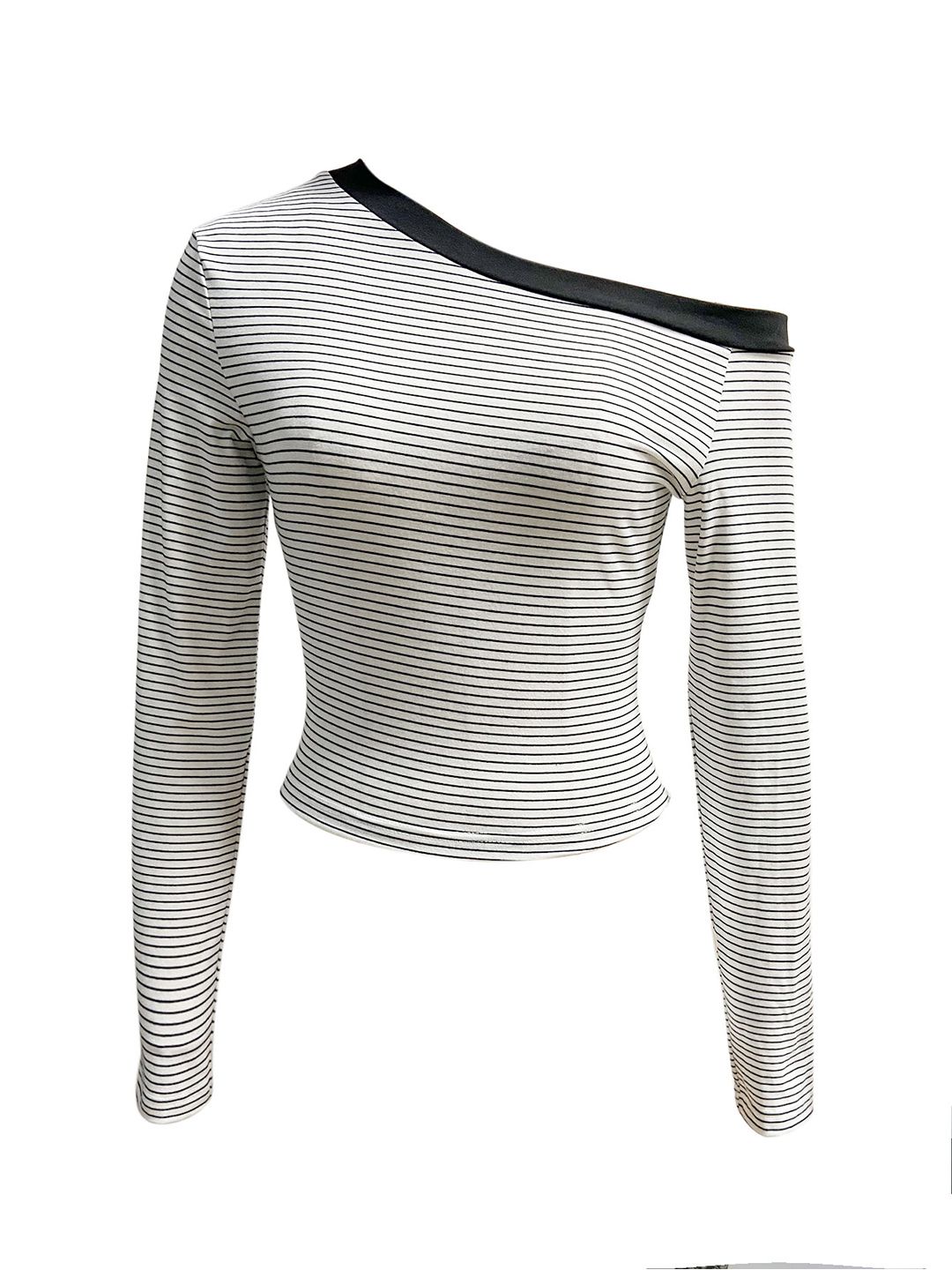 Striped Off-Shoulder Cotton Crop Top