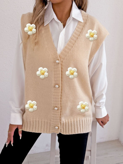 Women Sweater Vest with Applique Detail