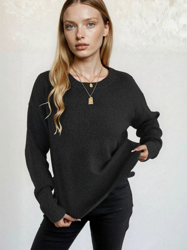 Pullover in Black acrylic Style 698 - Nowi Korean Fashion