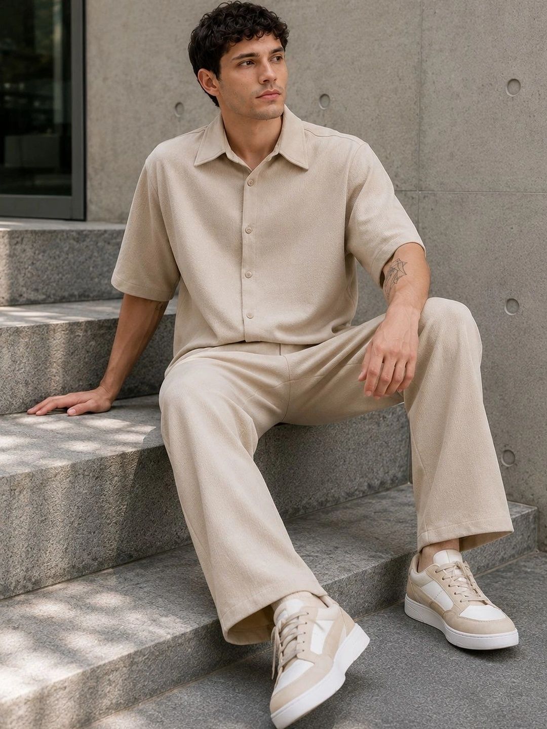 Solid Shirt with Trousers