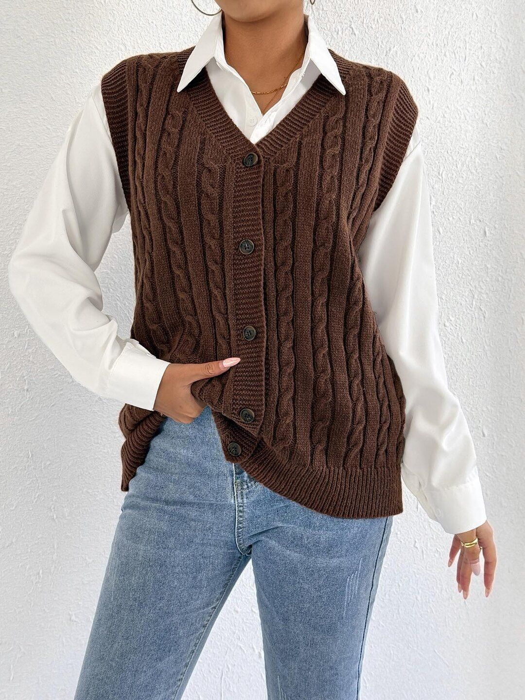 Women Cable Knit Sweater Vest