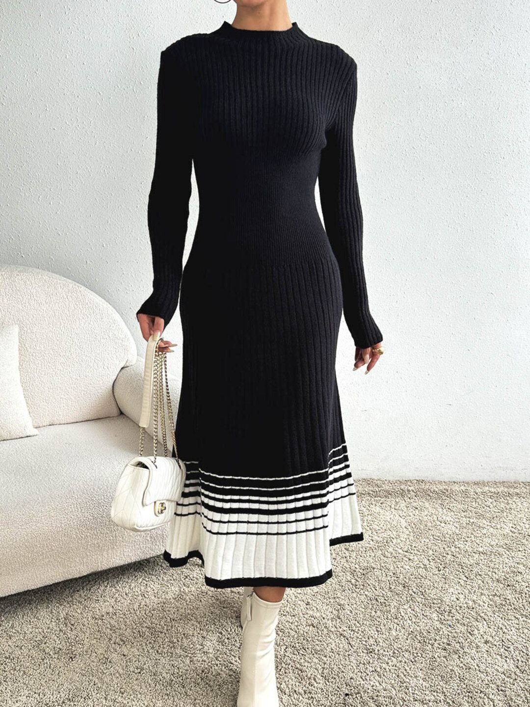Women Striped Ribbed Pullover
