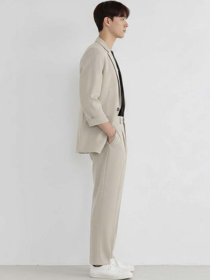 Solid Blazer with Trousers