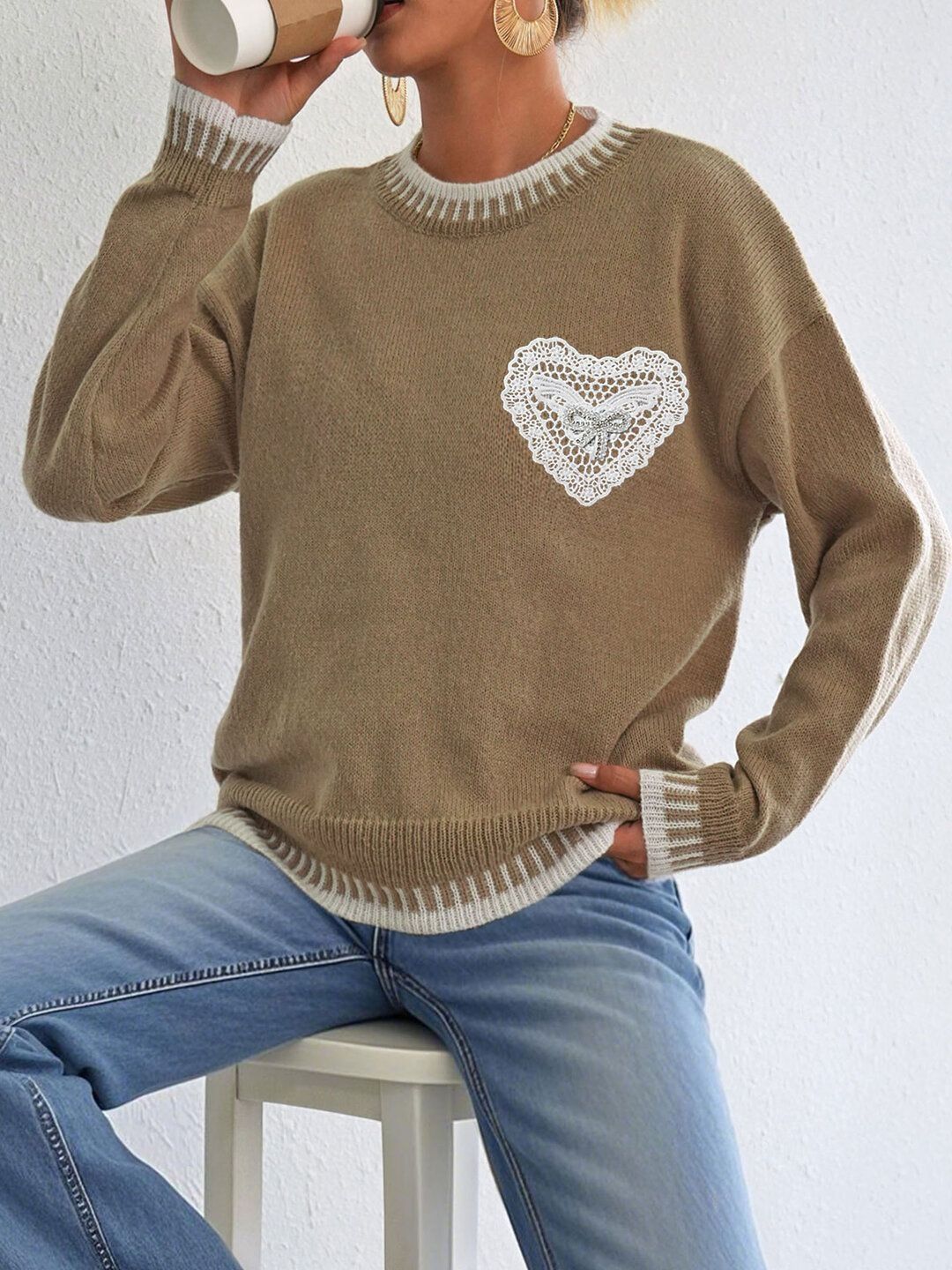 Women Pullover with Embroidered Detail