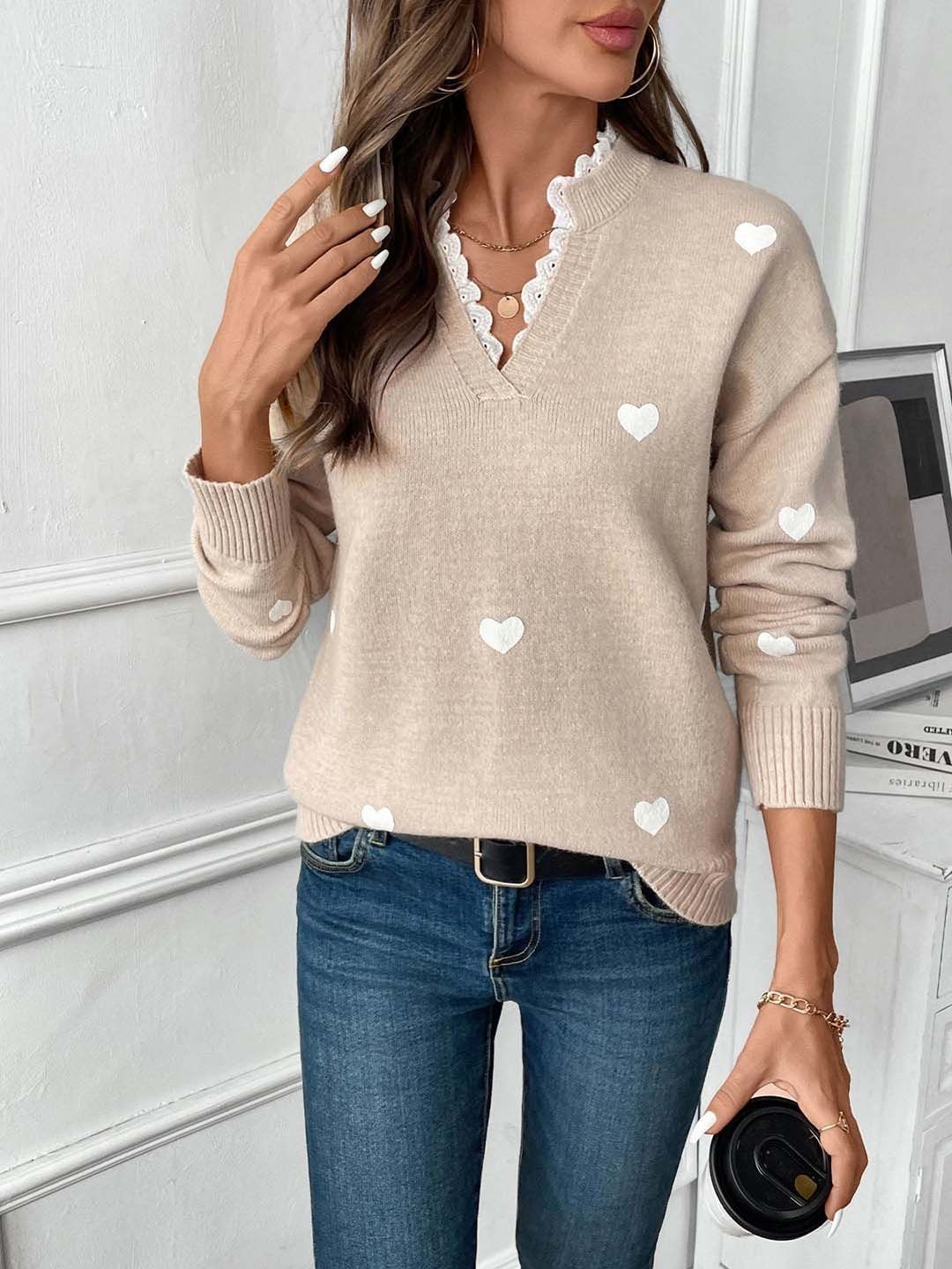 NOWI Printed V-Neck Pullover