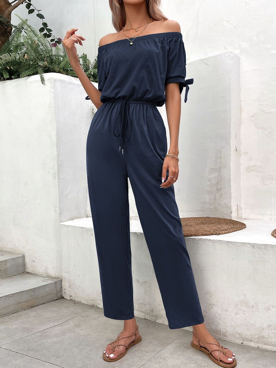 Off-Shoulder Basic Jumpsuit