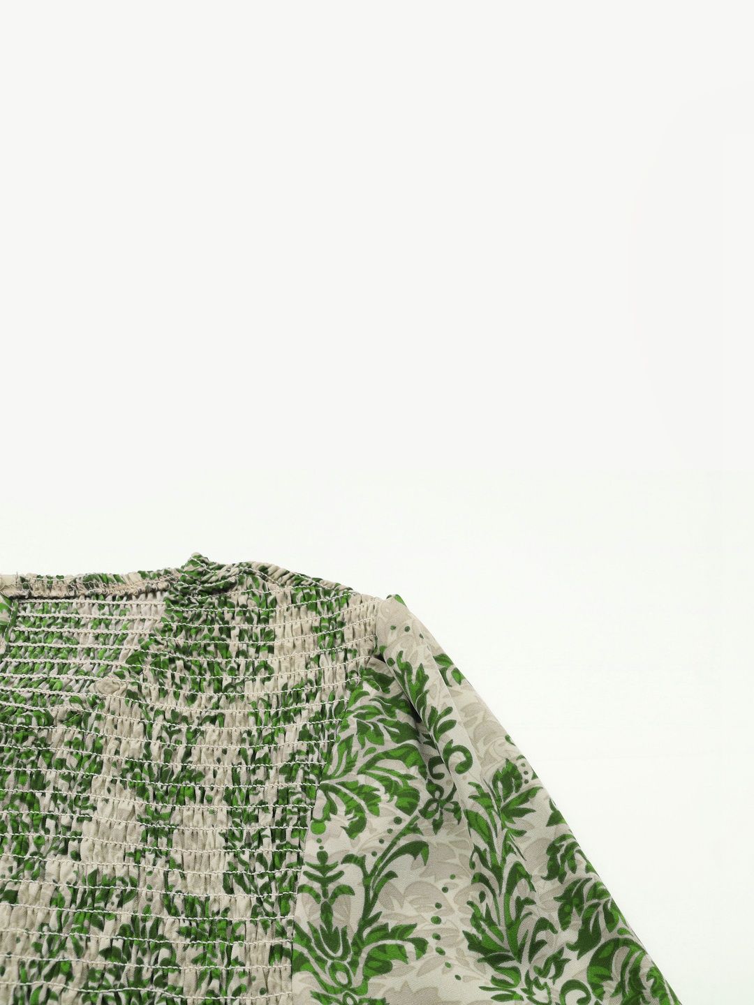Women's Green Print Cotton Peplum Top