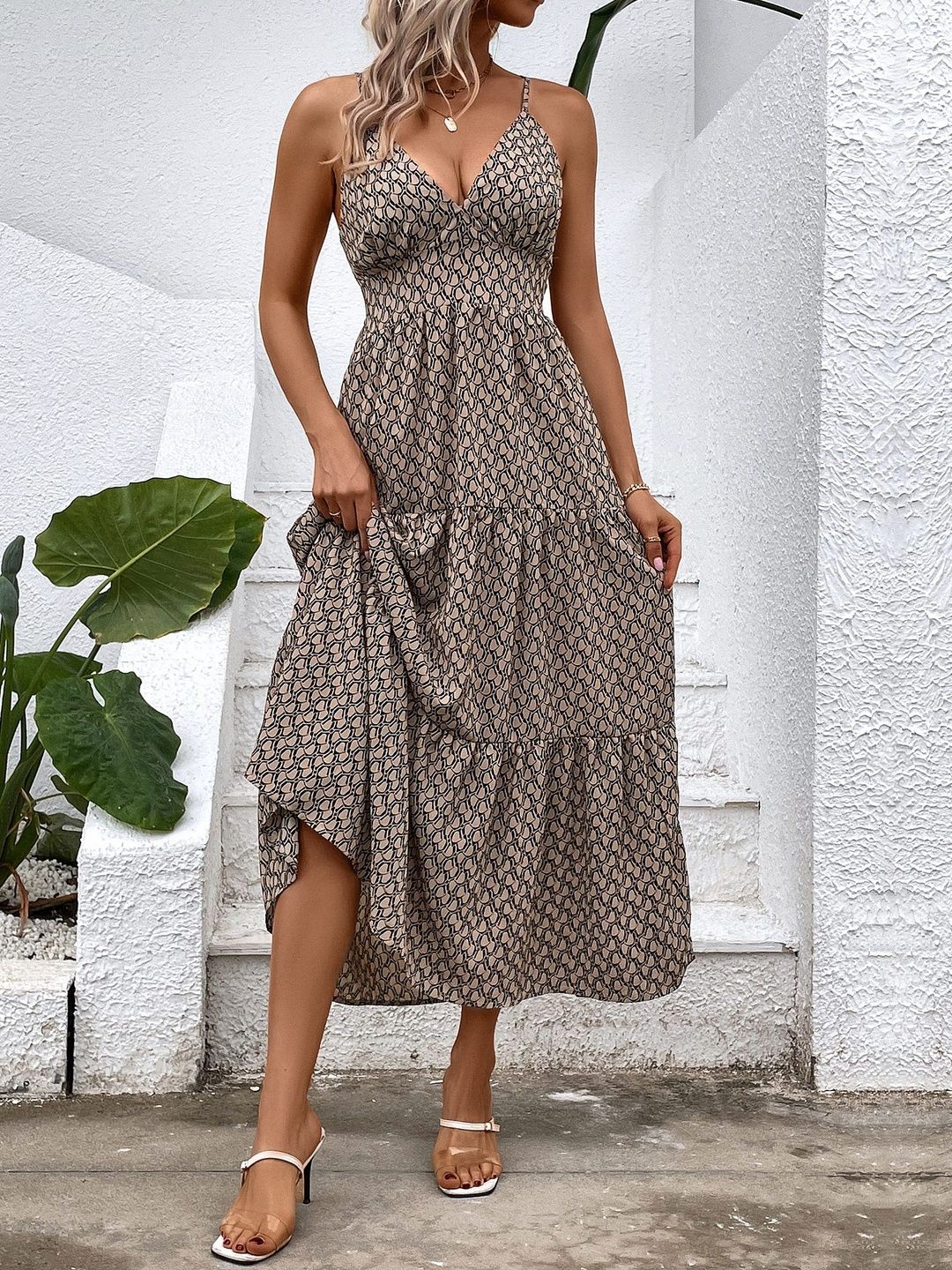 Print A-Line Midi Dress