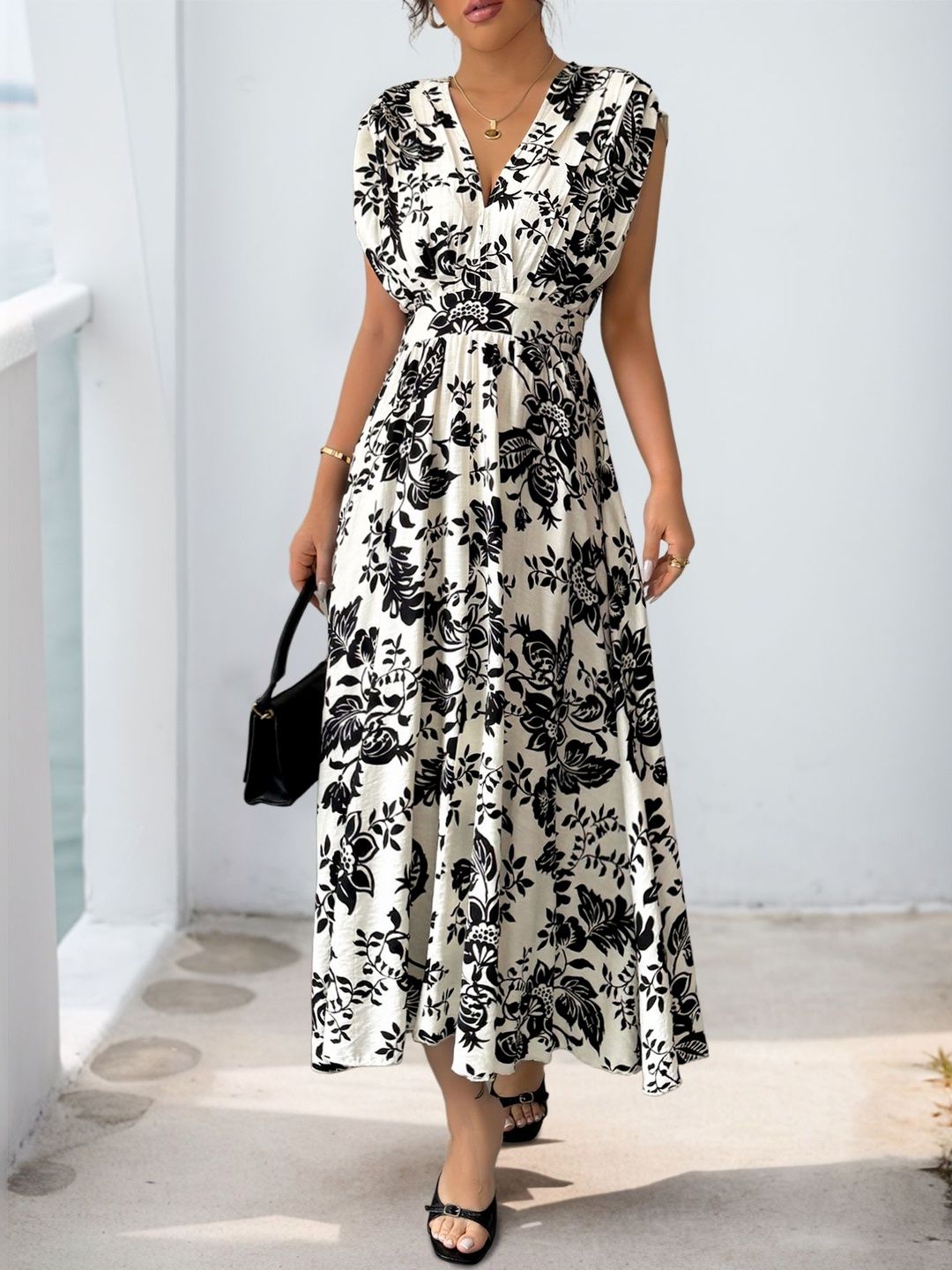 Floral Print Fit & Flare Midi Dress