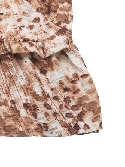 Women's White Print Ruffled Fit & Flare Midi Dress