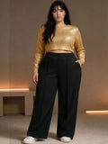 Wrinkle Free Trousers in Black polyester Style 67 - Nowi Korean Fashion