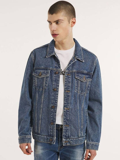 NOWI Men Regular Fit Solid Denim Jacket