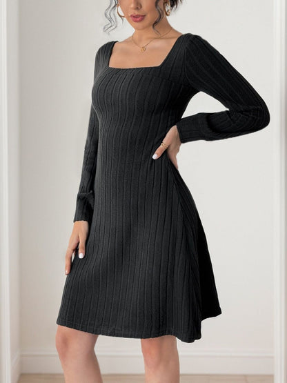 A-Line Dress in Black - Nowi Korean Fashion