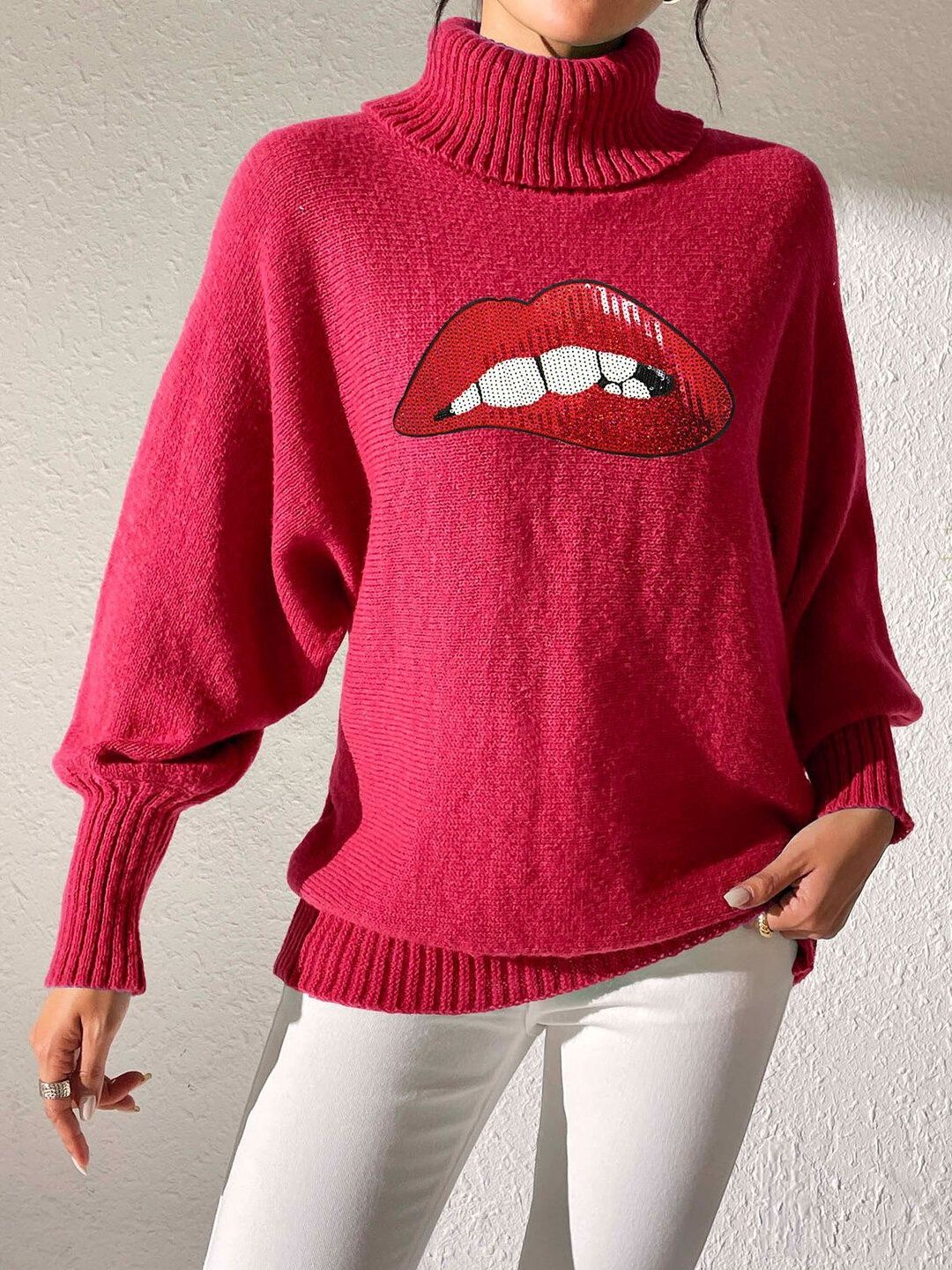 Women Printed Pullover with Embellished Detail