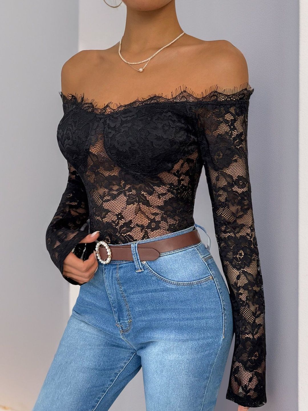 Embellished One Shoulder Bodysuit