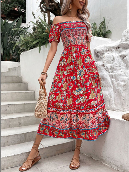 Print Fit & Flare Midi Dress