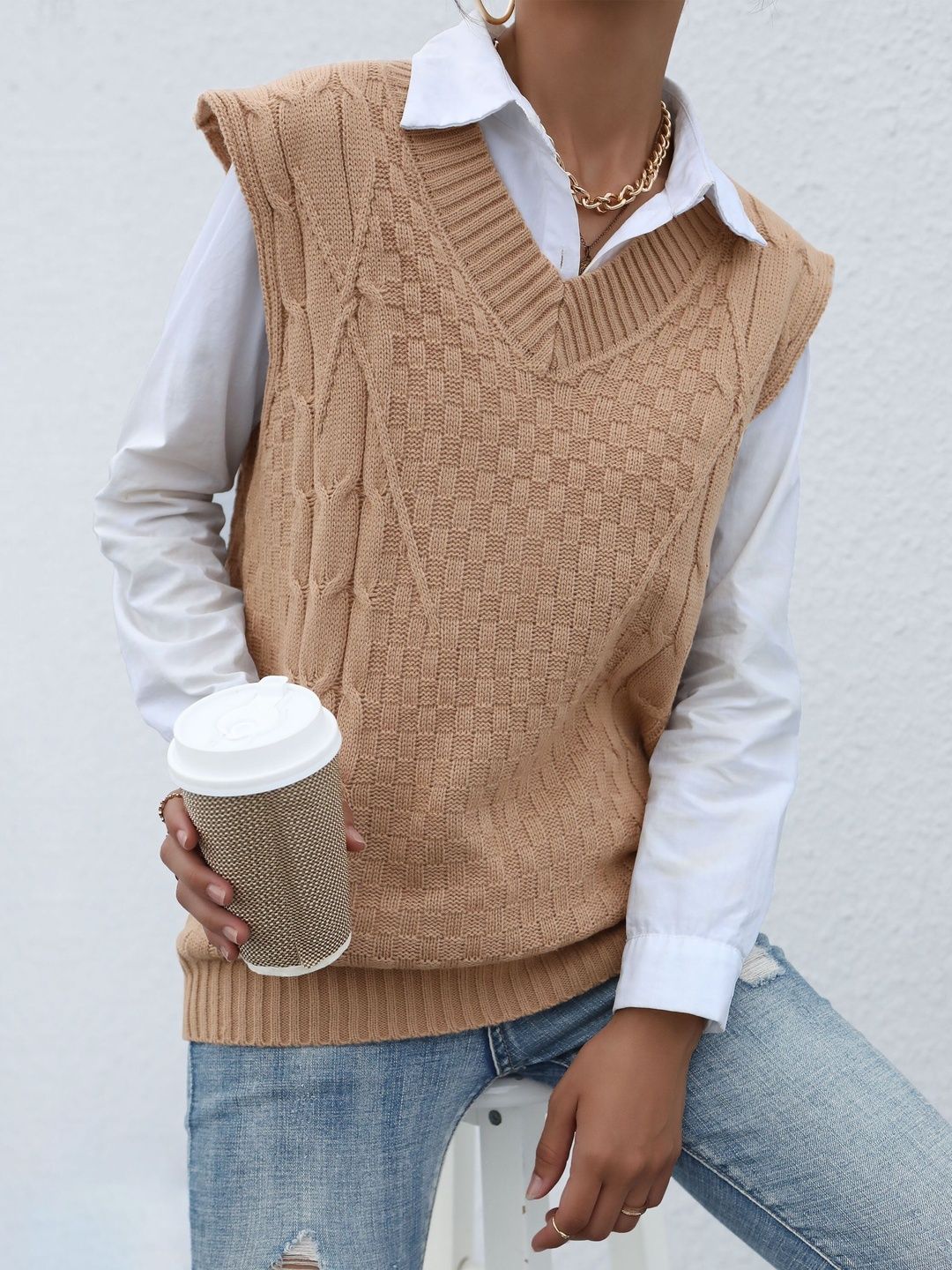 NOWI Cable Knit Sweater Vest - Nowi Korean Fashion