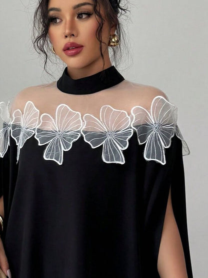Women Floral Semi Sheer Party Shirt