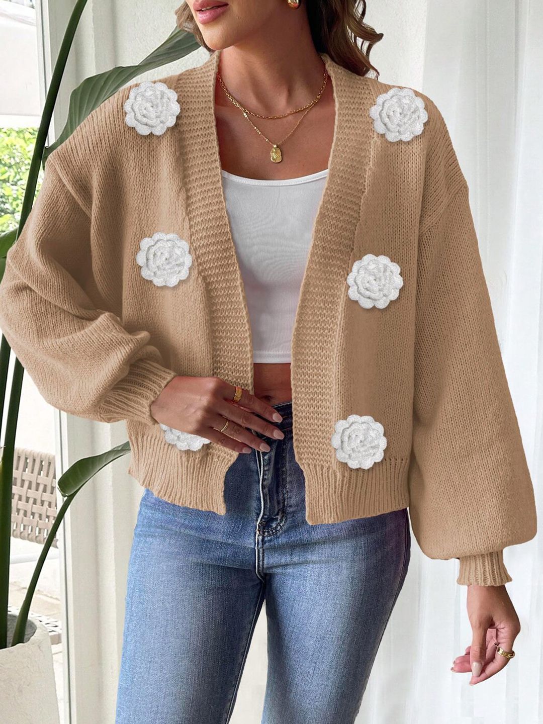 Women Cardigan with Applique Detail