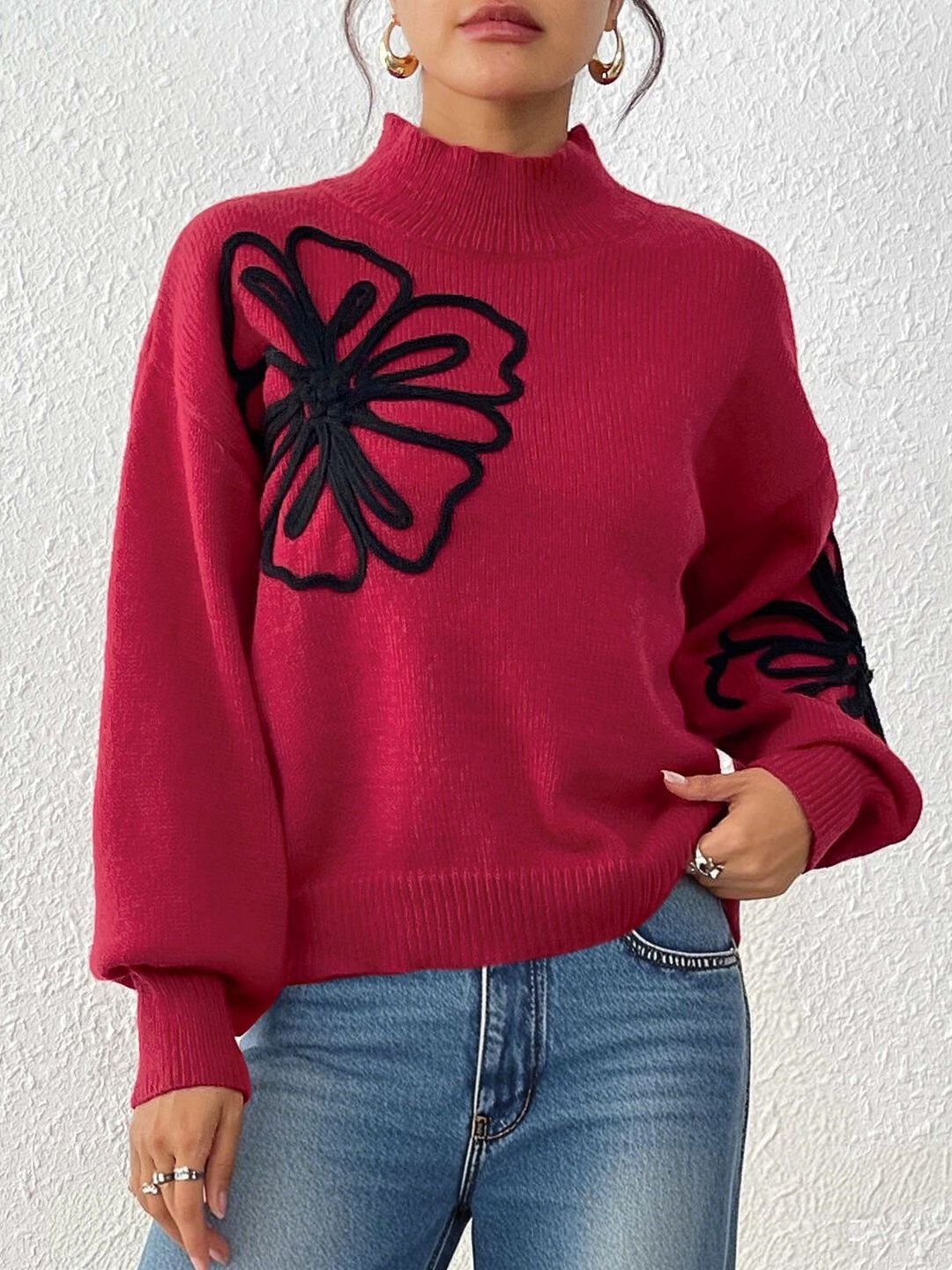 Women Embroidered Pullover with Embroidered Detail