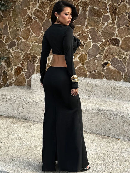 NOWI Ruffled Sheath Maxi Dress