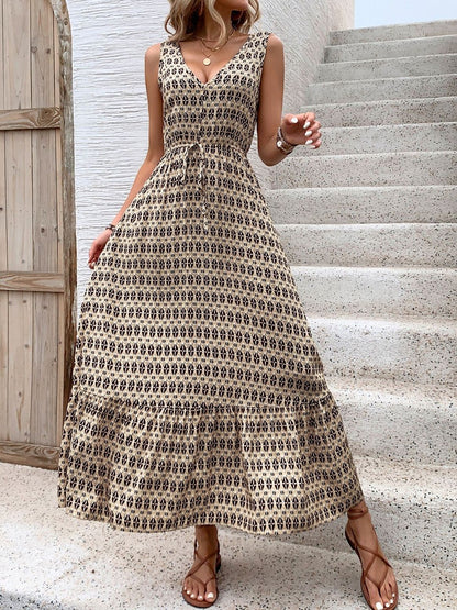 Print Fit & Flare Maxi Dress
