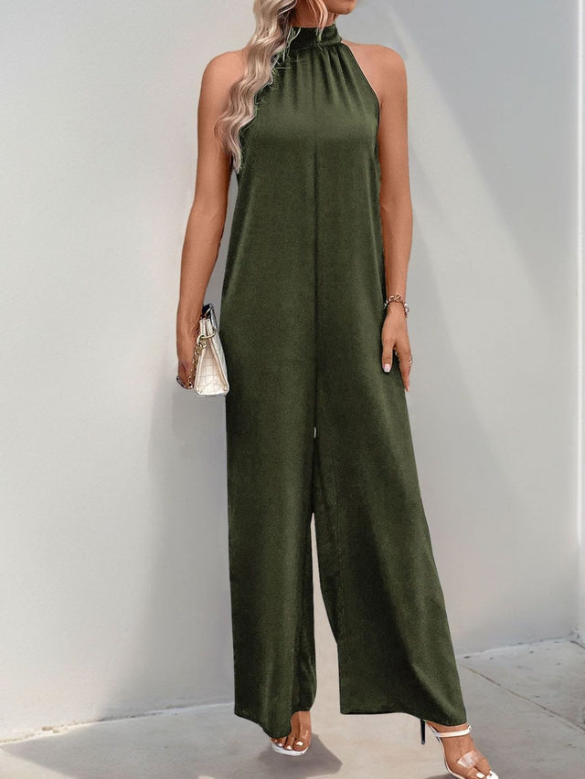 Halter Neck Basic Jumpsuit - Nowi Korean Fashion