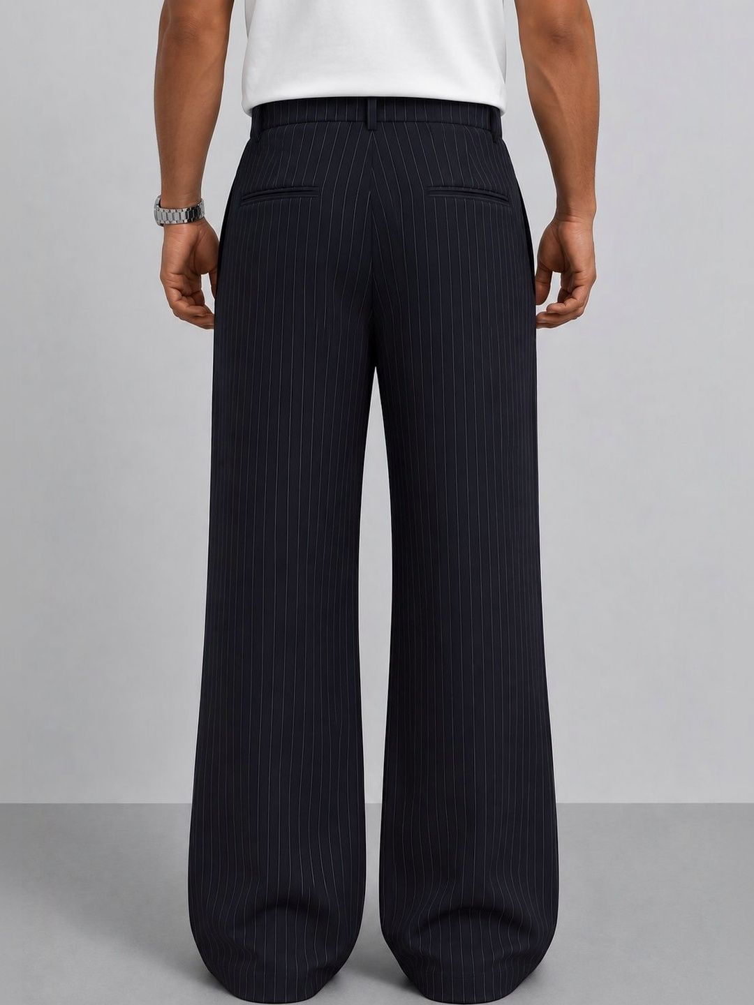 Men Striped Relaxed Easy Wash Trousers