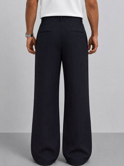 Men Striped Relaxed Easy Wash Trousers
