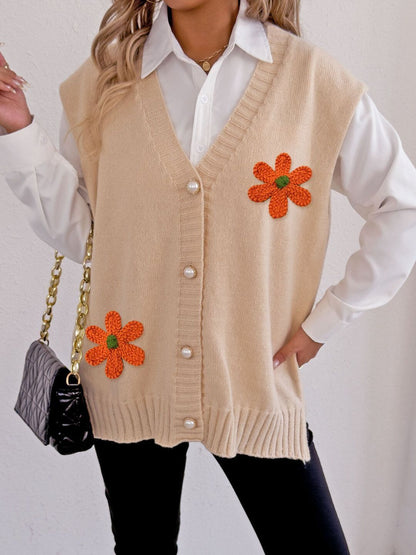 Women Sweater Vest with Applique Detail