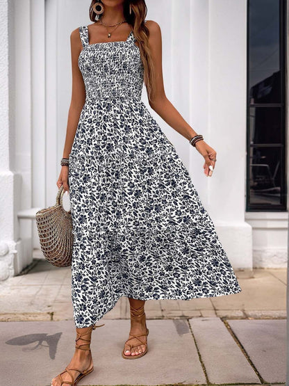 Floral Print A-Line Midi Dress
