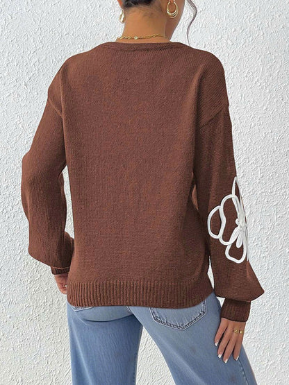 Women Floral Pullover with Embroidered Detail