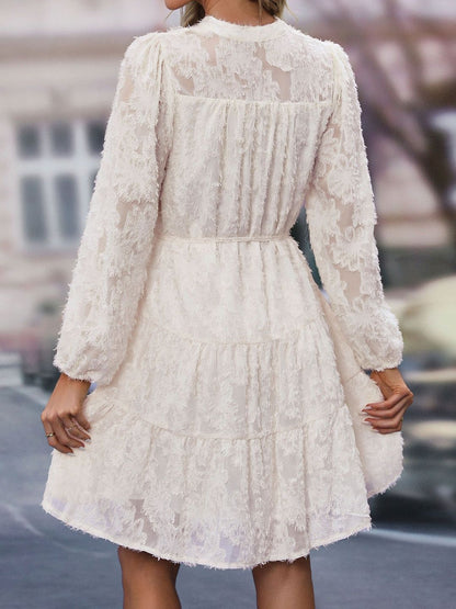 Women's White Fit & Flare Dress Blend Printed