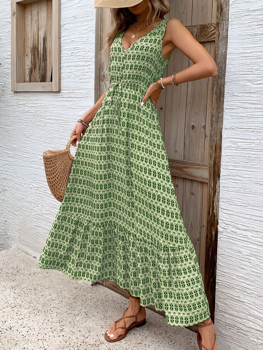 Print Fit & Flare Maxi Dress