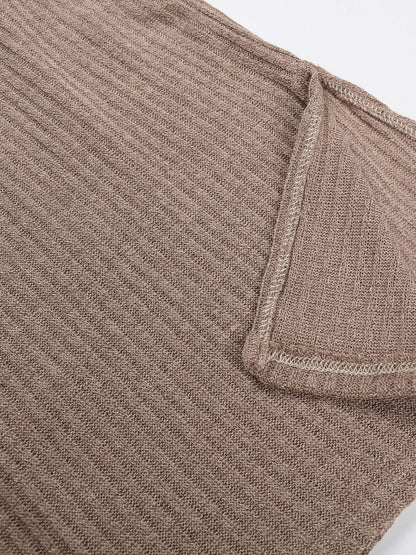 Women's Beige Nowi Women Ribbed Pullover Blend Printed
