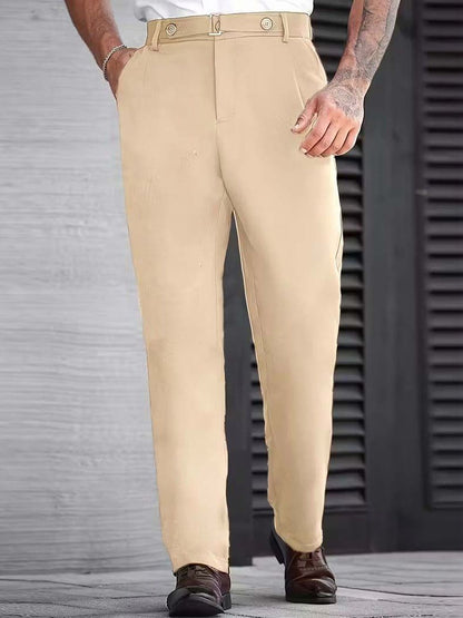 Men Straight Fit Wrinkle Free Pleated Trousers