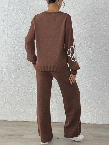 Embroidered Sweater with Trousers