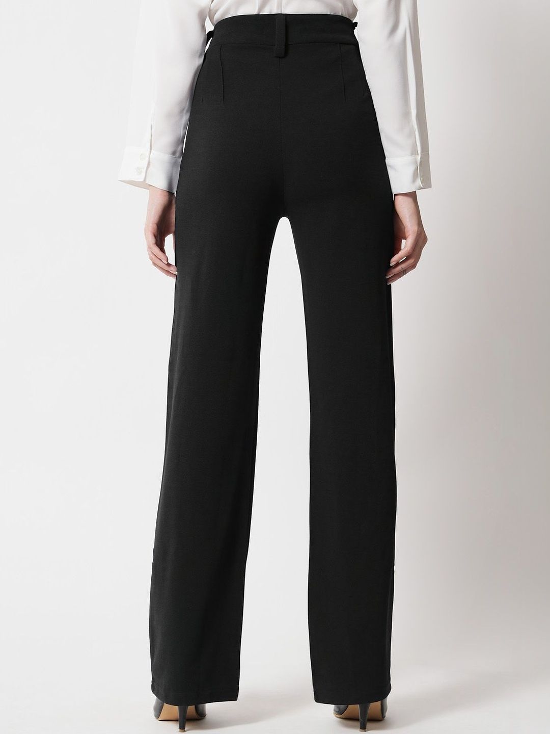 Women High-Rise Regular Fit Solid Formal Trousers