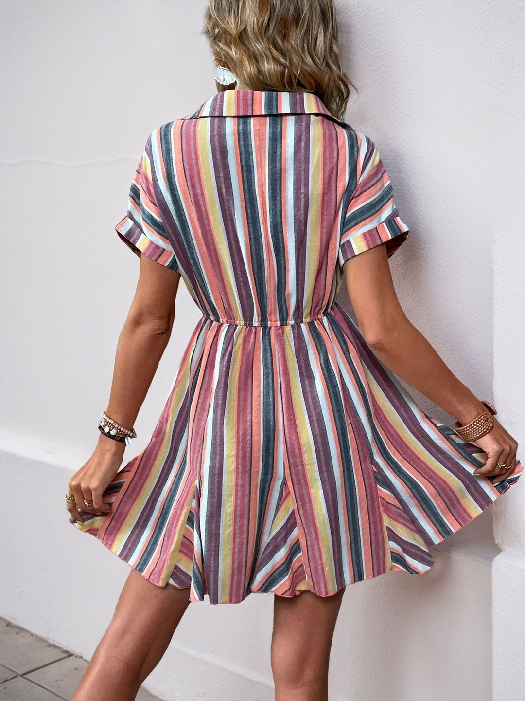 Striped Fit & Flare Dress