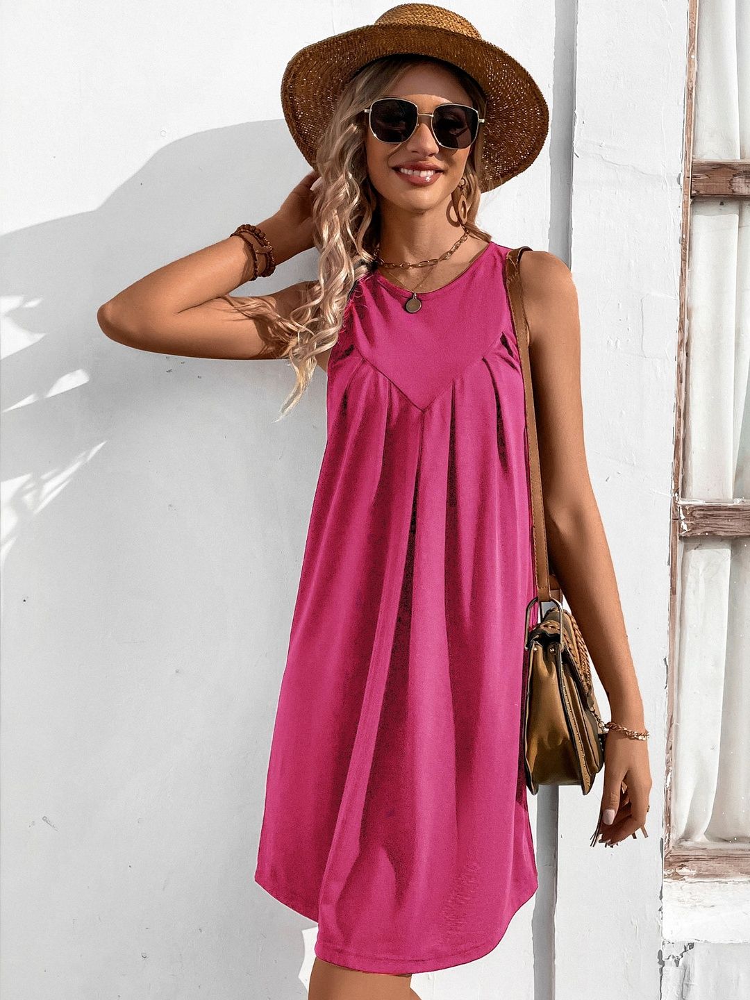 Dress in Pink cotton - Nowi Korean Fashion