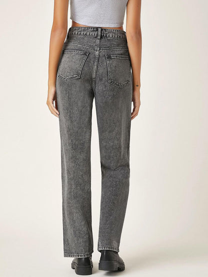 Women Straight Fit High-Rise Light Fade Stretchable Cotton Jeans