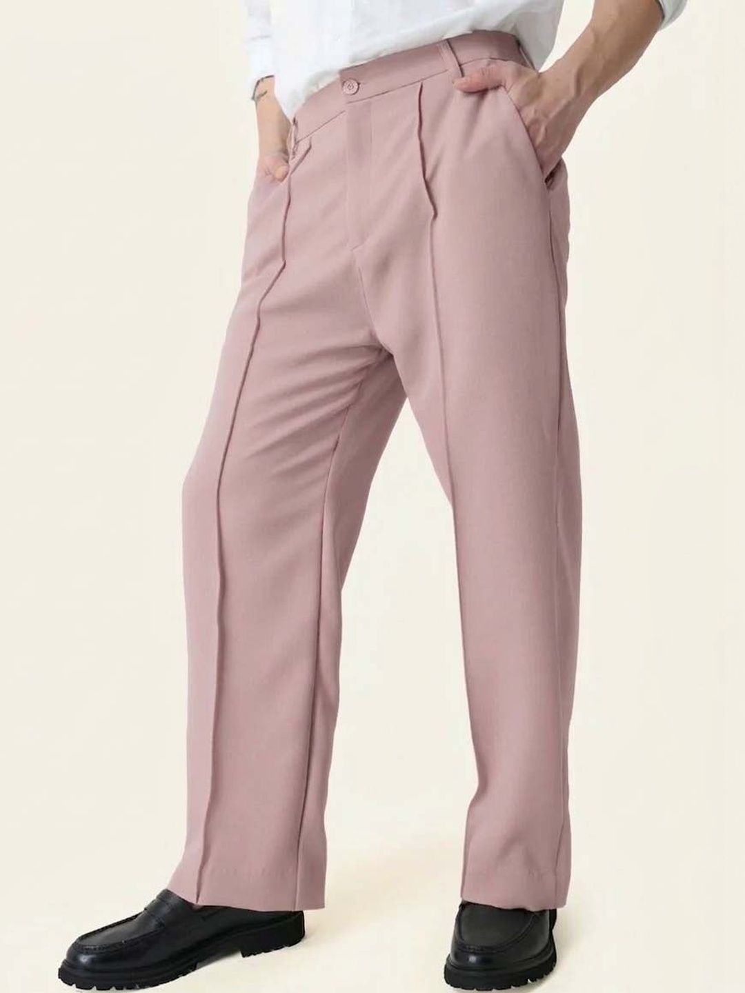 Men Wrinkle Free Pleated Trousers