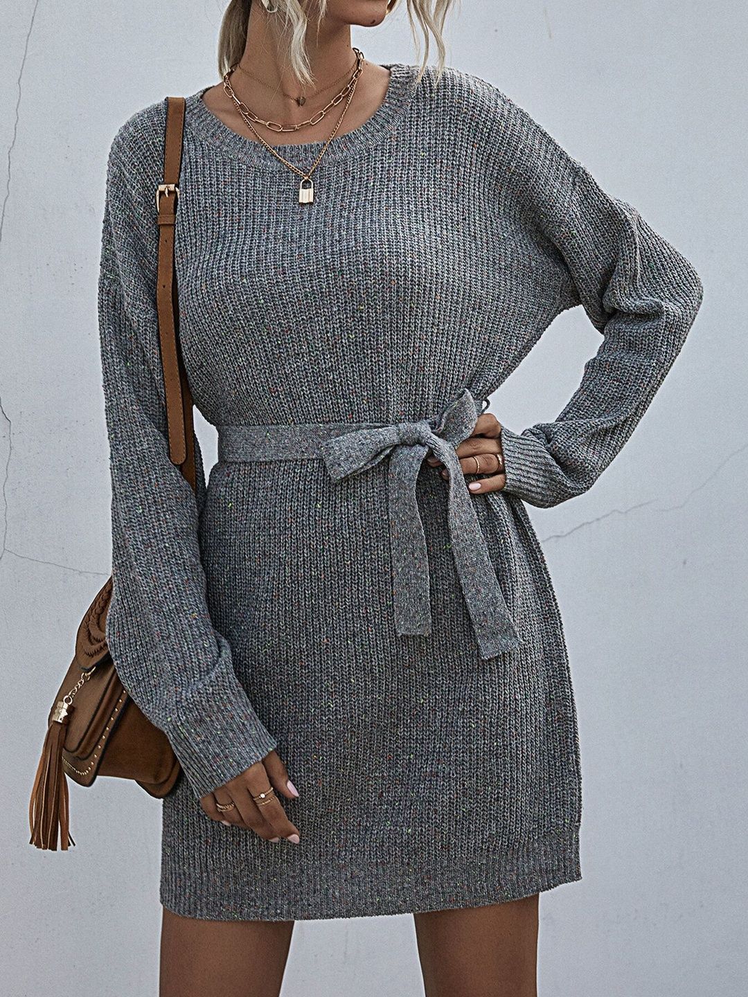 Women's Grey Pullover Blend Printed Regular Fit