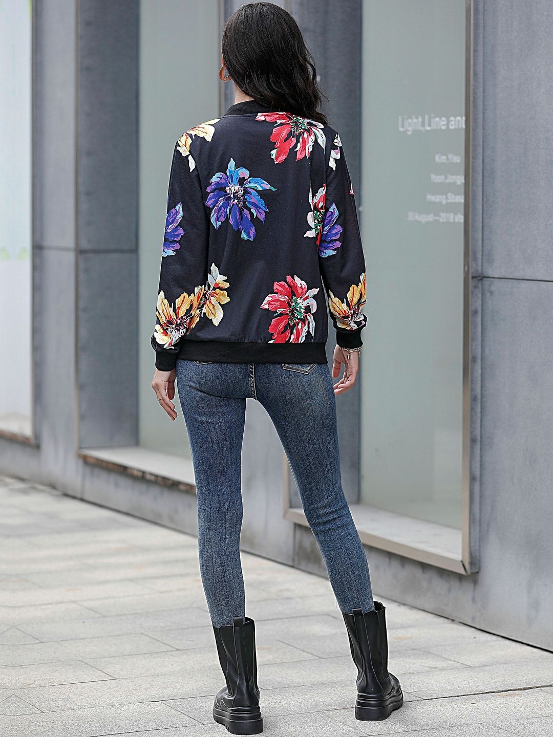 Women Floral Bomber Jacket