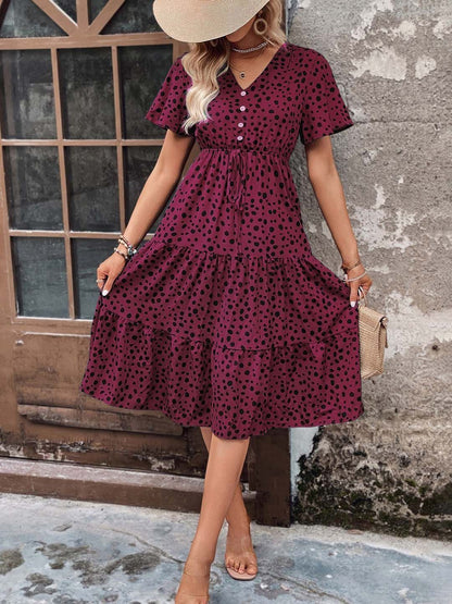 Animal Printed Fit & Flare Midi Dress - Nowi Korean Fashion